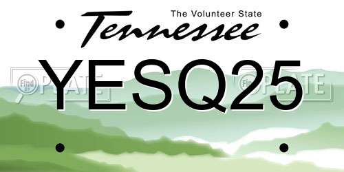 YESQ25 Tennessee License Plate