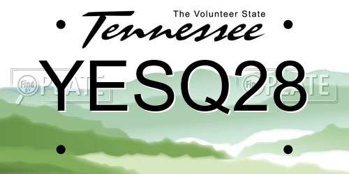 YESQ28 Tennessee License Plate