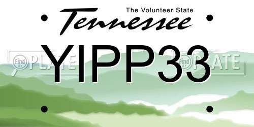 YIPP33 Tennessee License Plate