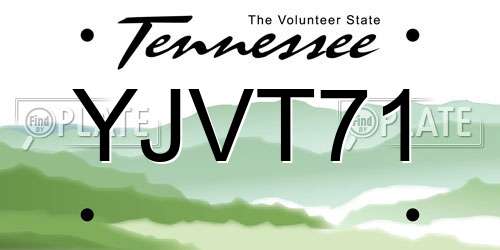 YJVT71 Tennessee License Plate