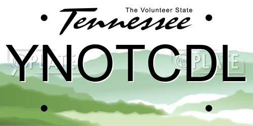 YNOTCDL Tennessee License Plate
