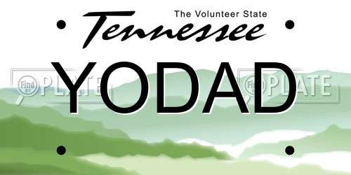 YODAD Tennessee License Plate