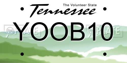 YOOB10 Tennessee License Plate