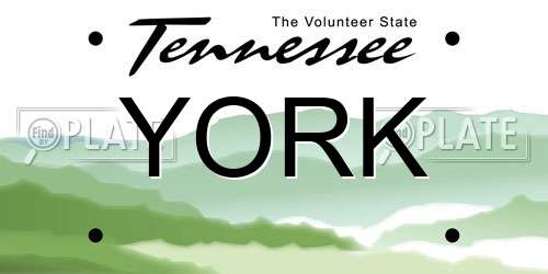 YORK Tennessee License Plate