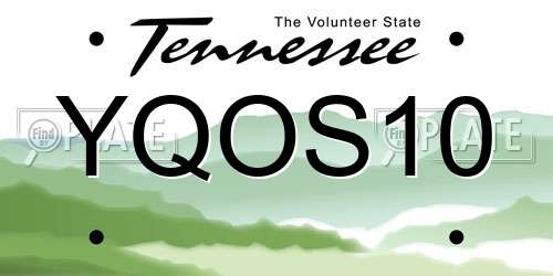 YQOS10 Tennessee License Plate