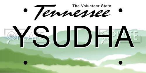 YSUDHA Tennessee License Plate