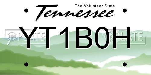 YT1B0H Tennessee License Plate