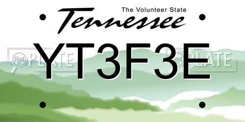 YT3F3E Tennessee License Plate