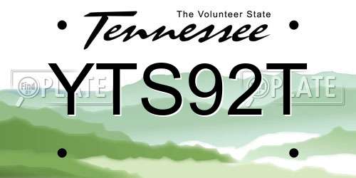 YTS92T Tennessee License Plate