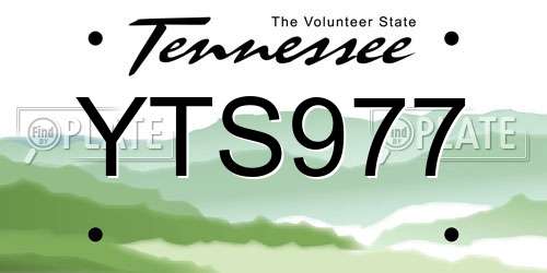 YTS977 Tennessee License Plate