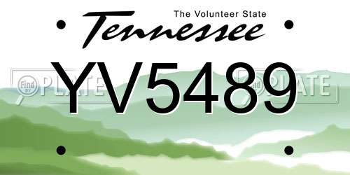 YV5489 Tennessee License Plate