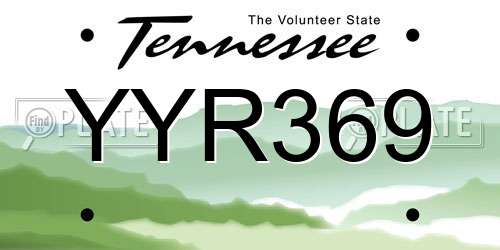 YYR369 Tennessee License Plate