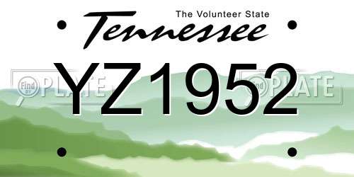 YZ1952 Tennessee License Plate