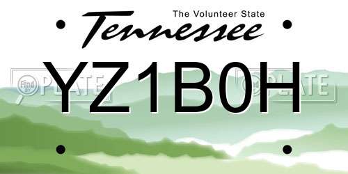 YZ1B0H Tennessee License Plate