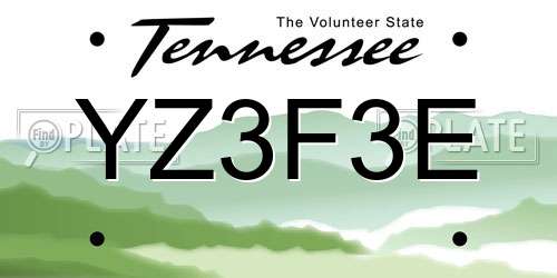 YZ3F3E Tennessee License Plate