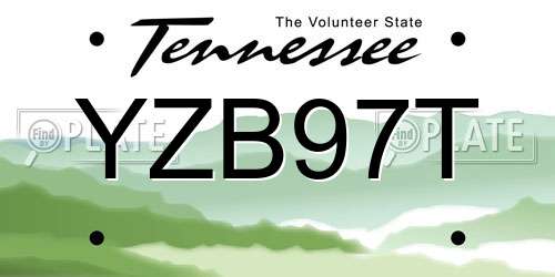 YZB97T Tennessee License Plate