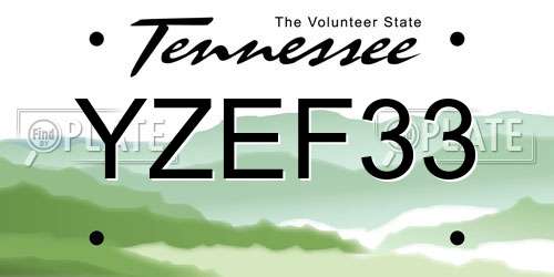 YZEF33 Tennessee License Plate