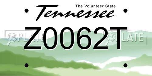 Z0062T Tennessee License Plate