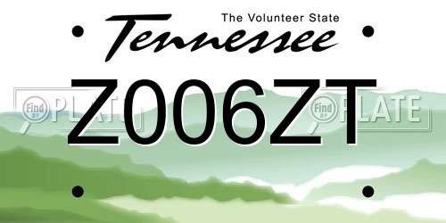 Z006ZT Tennessee License Plate
