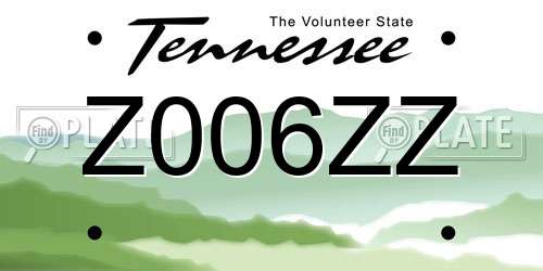 Z006ZZ Tennessee License Plate
