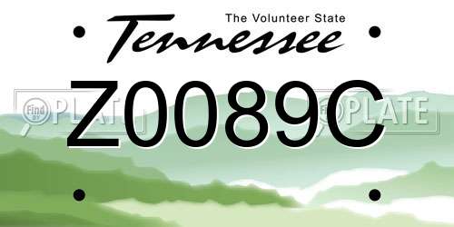 Z0089C Tennessee License Plate