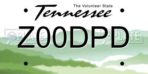 Z00DPD Tennessee License Plate