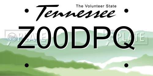 Z00DPQ Tennessee License Plate