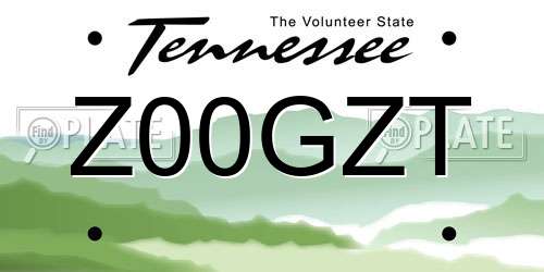 Z00GZT Tennessee License Plate