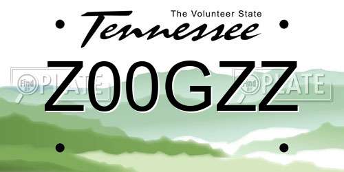Z00GZZ Tennessee License Plate