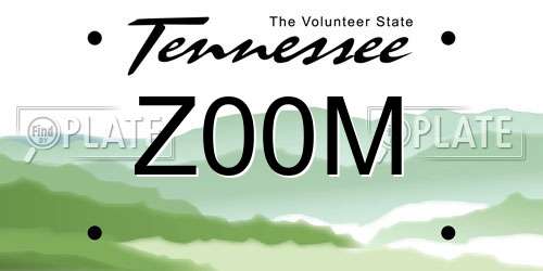 Z00M Tennessee License Plate