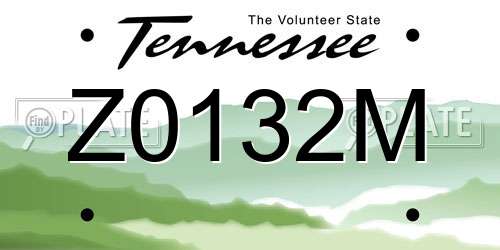 Z0132M Tennessee License Plate