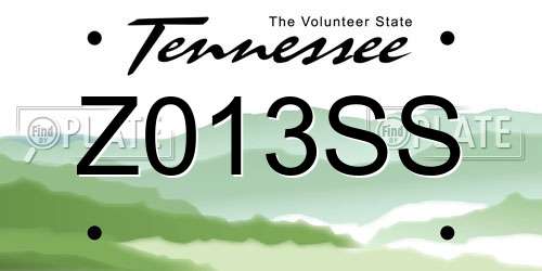 Z013SS Tennessee License Plate