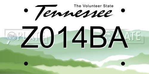 Z014BA Tennessee License Plate