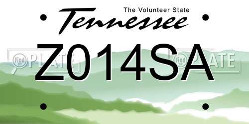 Z014SA Tennessee License Plate