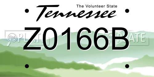 Z0166B Tennessee License Plate