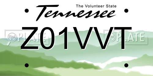 Z01VVT Tennessee License Plate