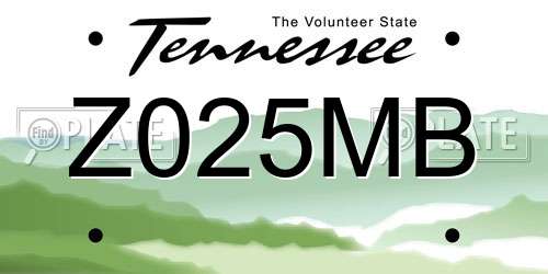 Z025MB Tennessee License Plate