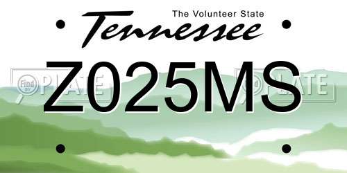 Z025MS Tennessee License Plate