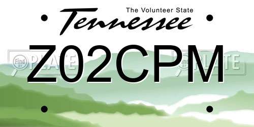 Z02CPM Tennessee License Plate