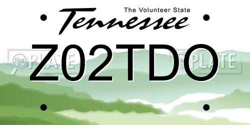 Z02TDO Tennessee License Plate