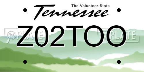 Z02TOO Tennessee License Plate
