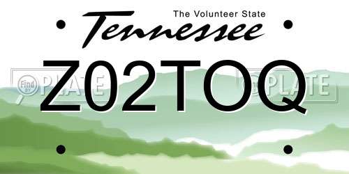 Z02TOQ Tennessee License Plate