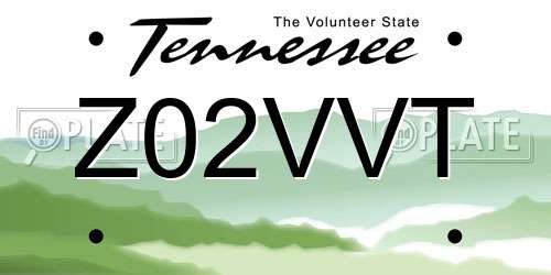 Z02VVT Tennessee License Plate