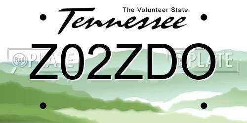 Z02ZDO Tennessee License Plate