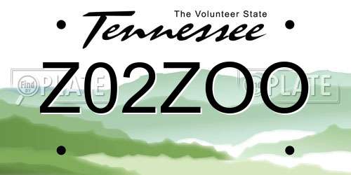 Z02ZOO Tennessee License Plate