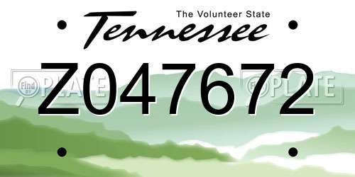 Z047672 Tennessee License Plate