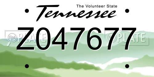 Z047677 Tennessee License Plate
