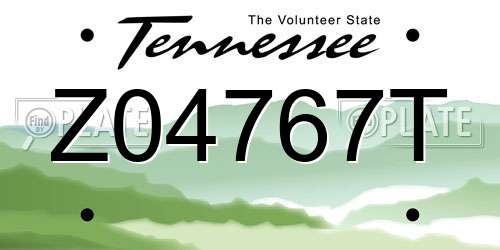 Z04767T Tennessee License Plate