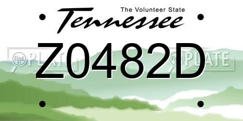 Z0482D Tennessee License Plate