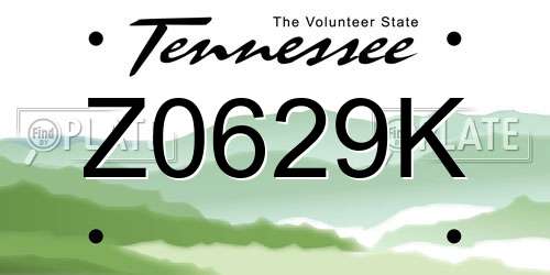 Z0629K Tennessee License Plate